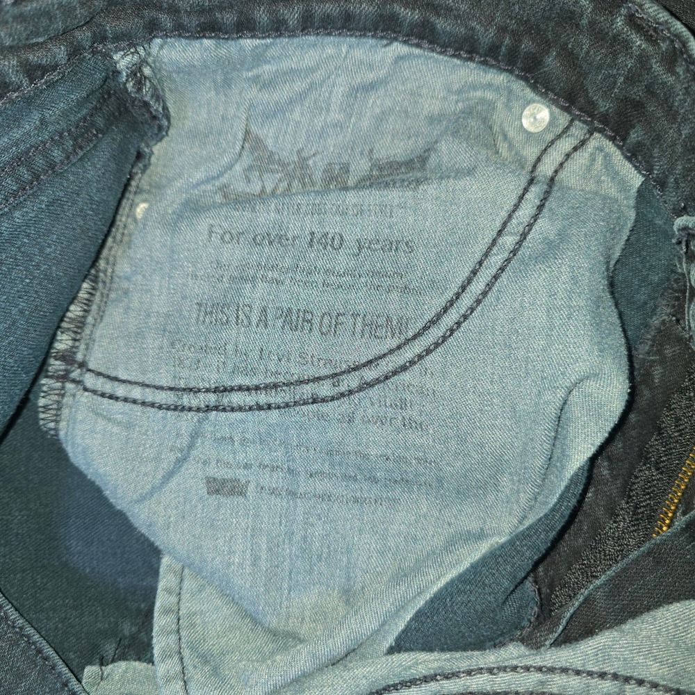 Levi Strauss 511 Mens Denim Jeans 38x32 Black Washed Distressed - Picture 3 of 13